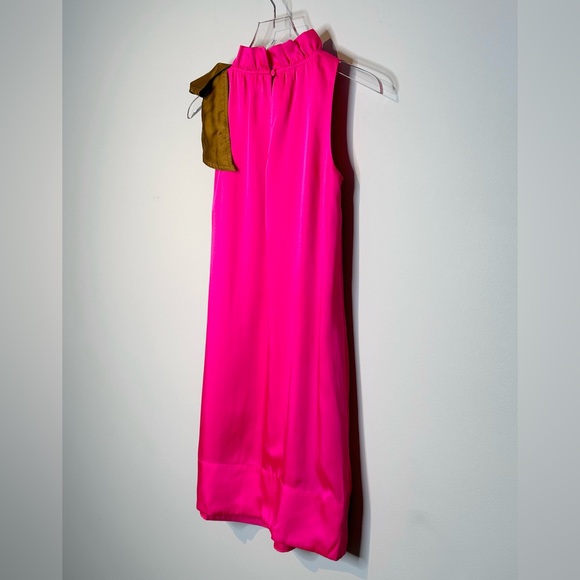 J. Crew Swingy Bow Neck Hot Pink Bronze Bow Dress Size XXS - Picture 8 of 14